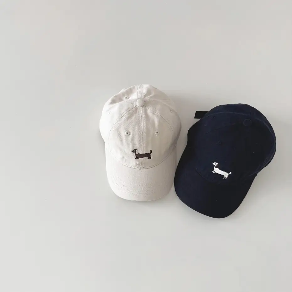 Brown Embroidered Puppy Cap for Kids Sunscreen - Image 14