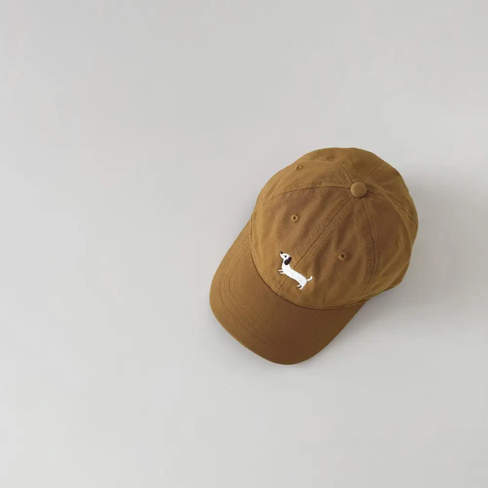 Brown Embroidered Puppy Cap for Kids Sunscreen - Image 11