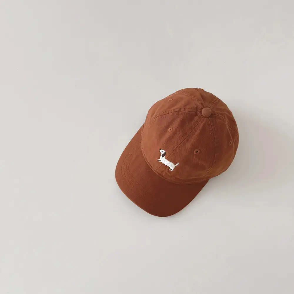Brown Embroidered Puppy Cap for Kids Sunscreen - Image 9