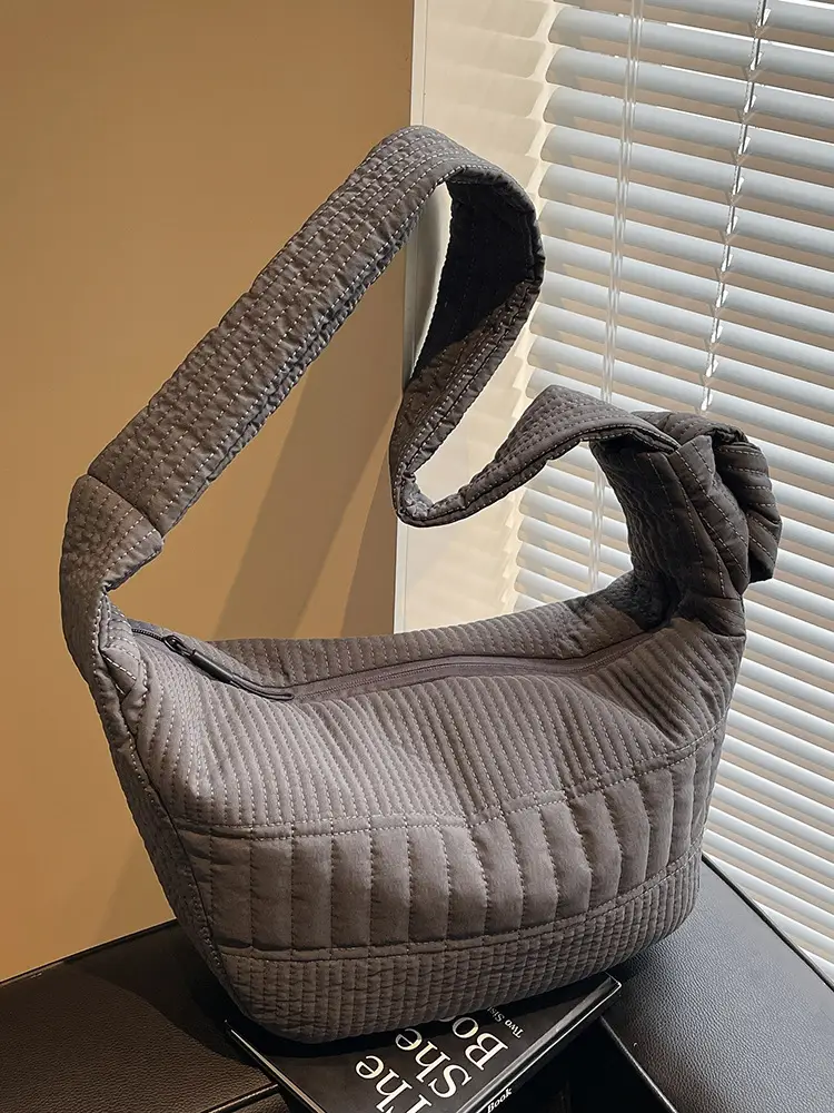 Women's New Korean Style Quilted Shoulder Bag with Wide Strap - Image 6