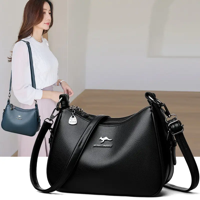 Black Crossbody Bag for Women with Zipper Closure - Image 7
