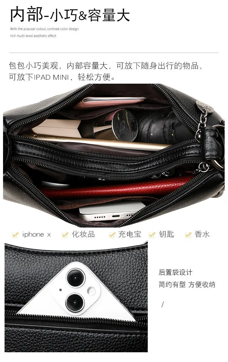 Black Crossbody Bag for Women with Zipper Closure — feature 10