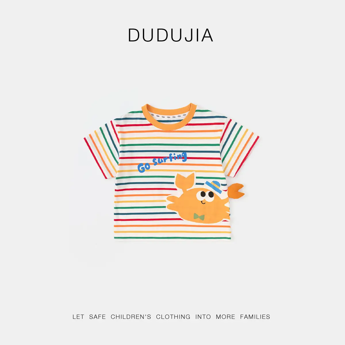 Kids Striped T-Shirt with Cute Duck Design