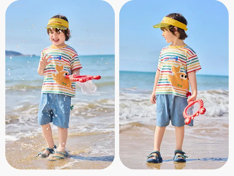 Kids Striped T-Shirt with Cute Duck Design — feature 16