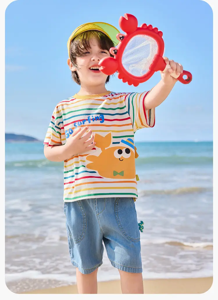 Kids Striped T-Shirt with Cute Duck Design — feature 19