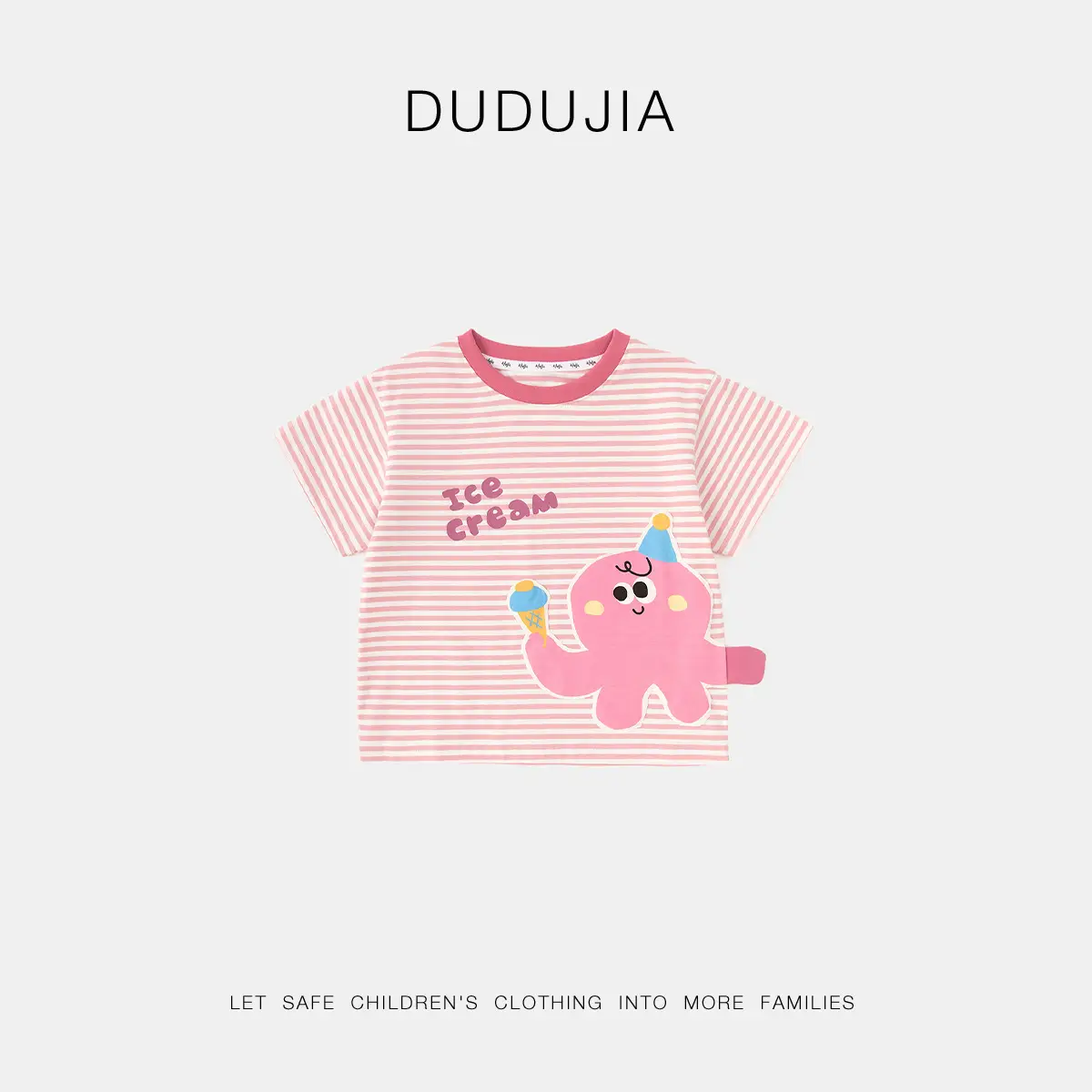 Kids Striped T-Shirt with Cute Duck Design