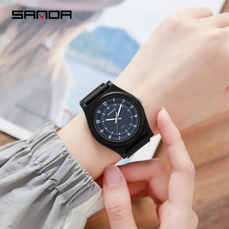 Sanda Source Black Sporty Quartz Watch for Men Women