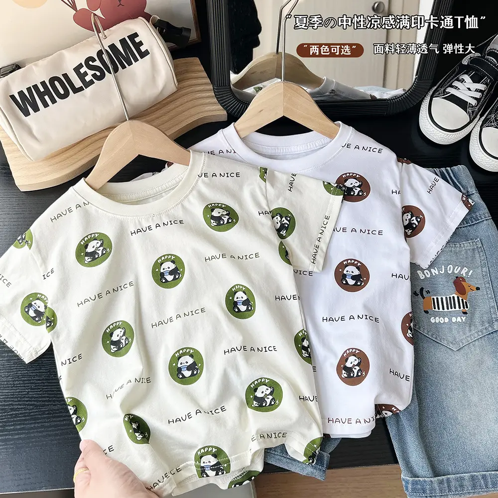 2025 Boys White Cartoon T-Shirt Short Sleeve Wholesale - Image 3