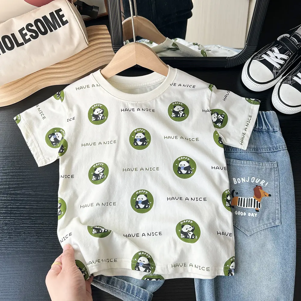 2025 Boys White Cartoon T-Shirt Short Sleeve Wholesale - Image 4