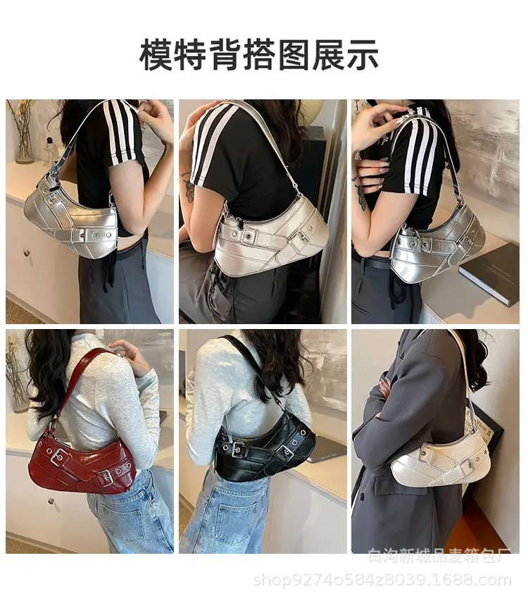 Women's Red Leather Shoulder Bag with Detachable Strap — feature 3
