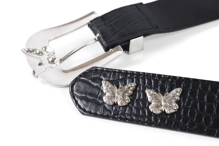 Women's Black Butterfly Belt with Diamond Buckle — feature 7