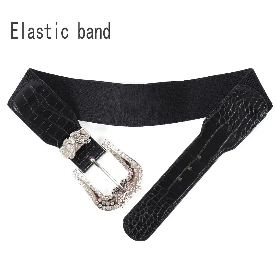 Women's Black Butterfly Belt with Diamond Buckle - Image 2