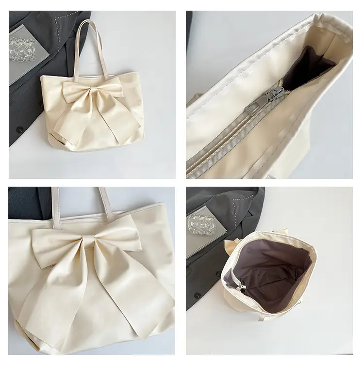 Japanese Korean Style Bow Tote Bag Brown Large Capacity — feature 9