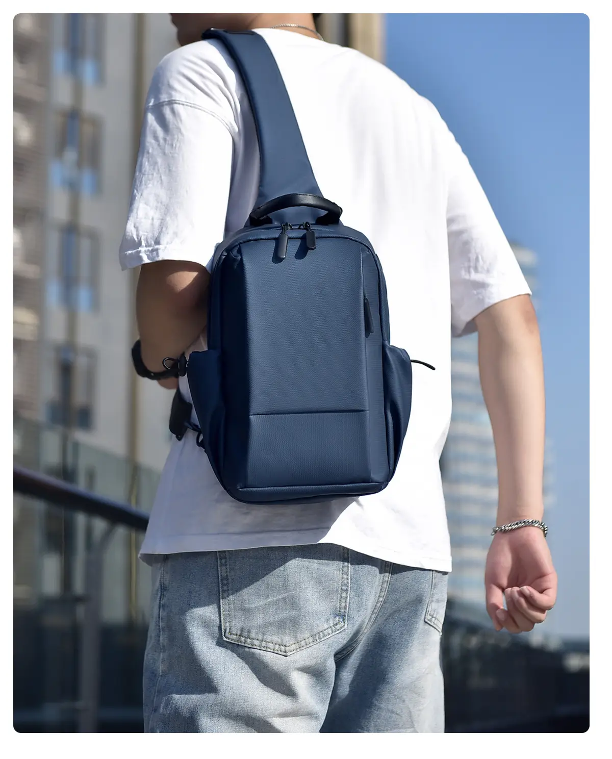 Men's Black Casual Crossbody Bag Lightweight Travel — feature 7