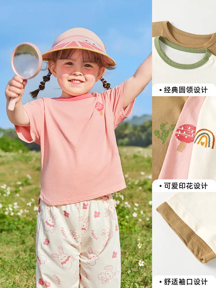 Girls T-shirt Bunny Print Summer Wear - Image 12