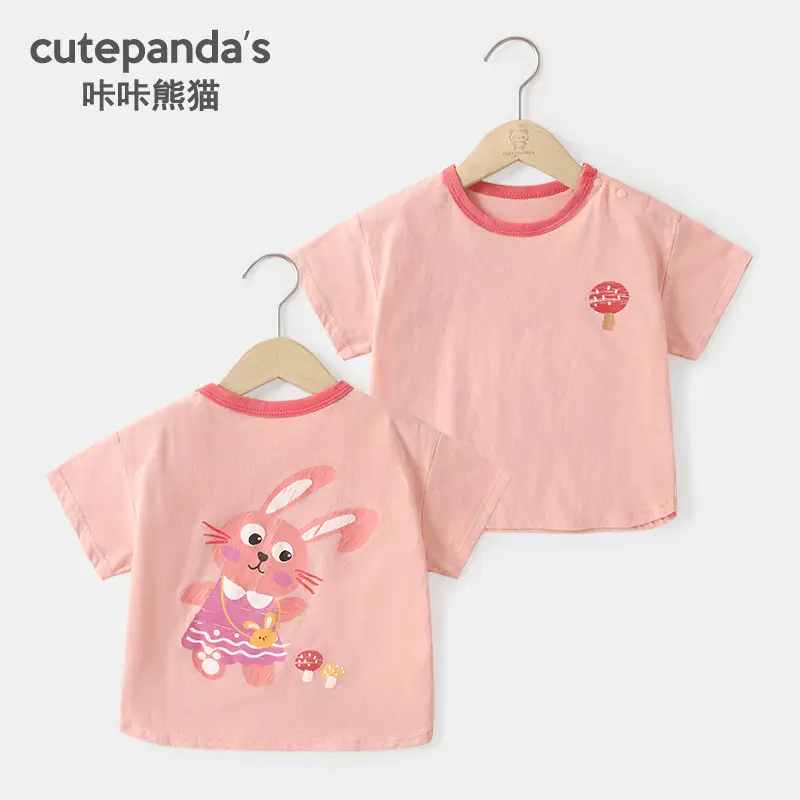 Girls T-shirt Bunny Print Summer Wear - Image 2