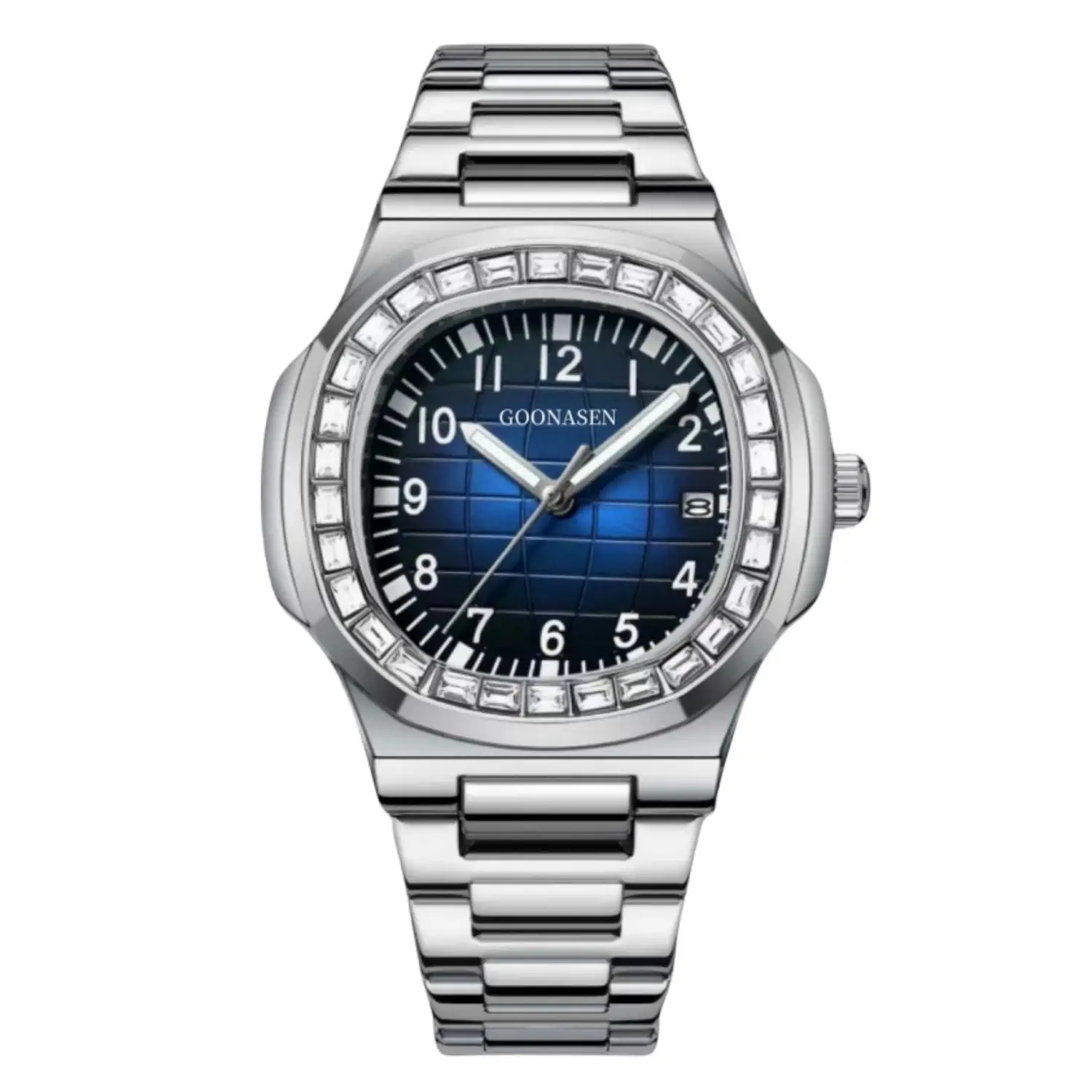 Guberson Square Watch with Calendar Quartz Black Leather Strap - Image 11