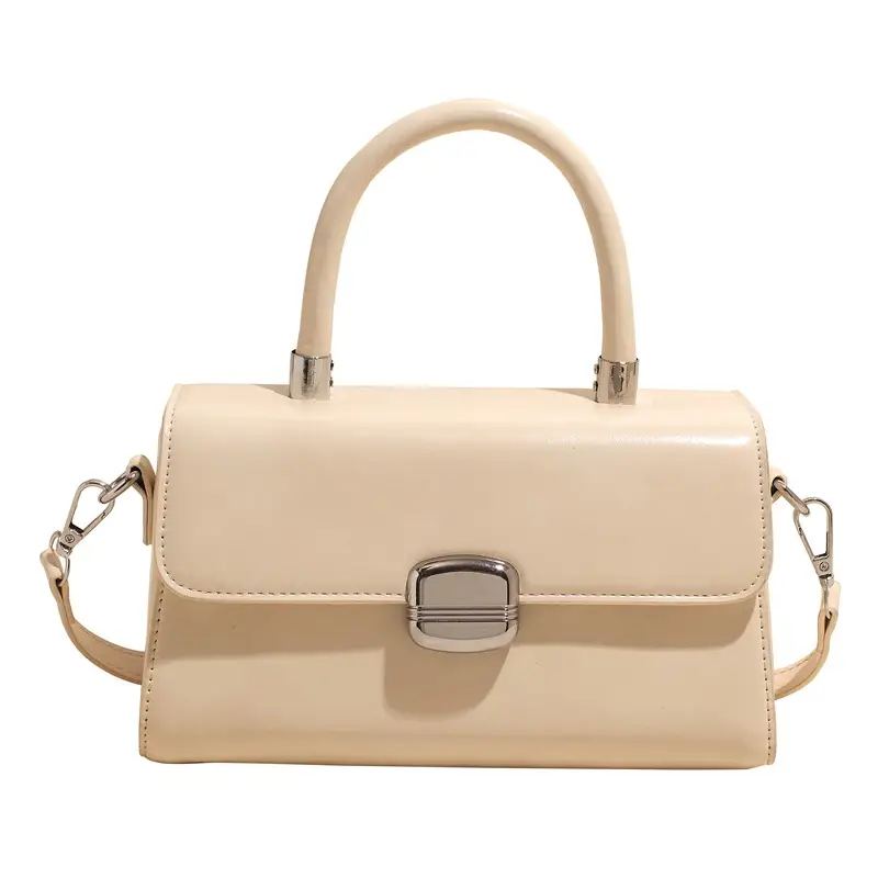 Women's Beige Square Handbag with Shoulder Crossbody Strap