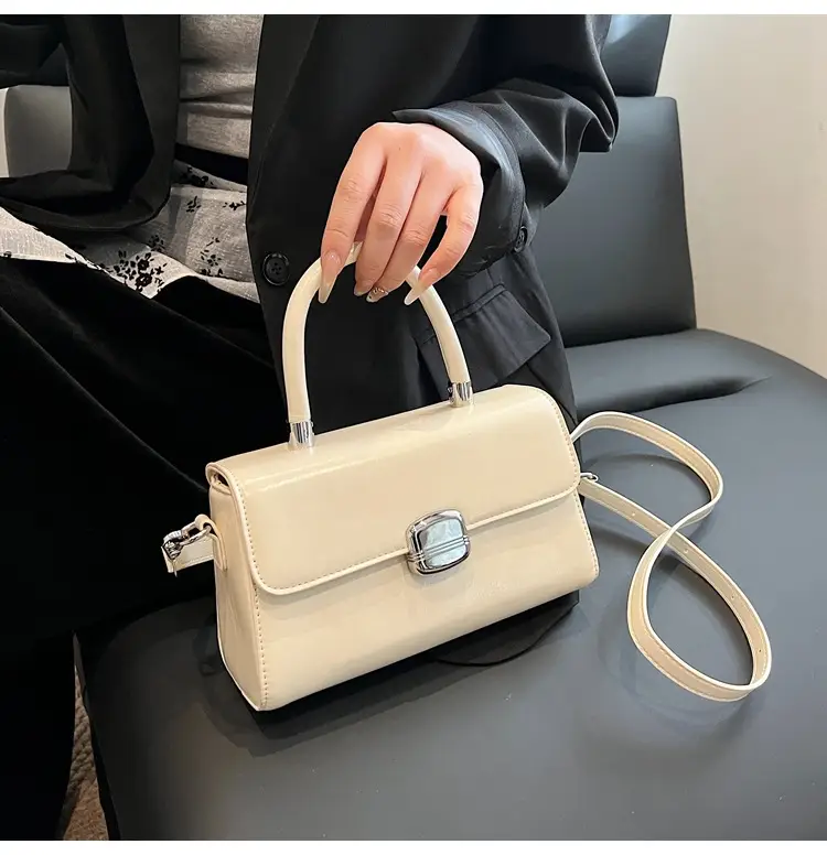 Women's Beige Square Handbag with Shoulder Crossbody Strap — feature 11
