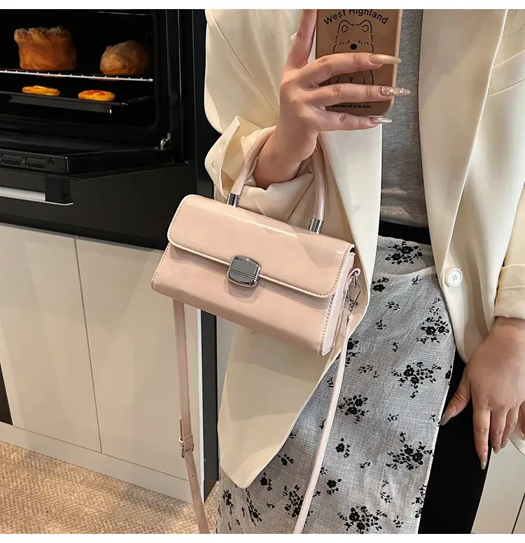 Women's Beige Square Handbag with Shoulder Crossbody Strap — feature 16