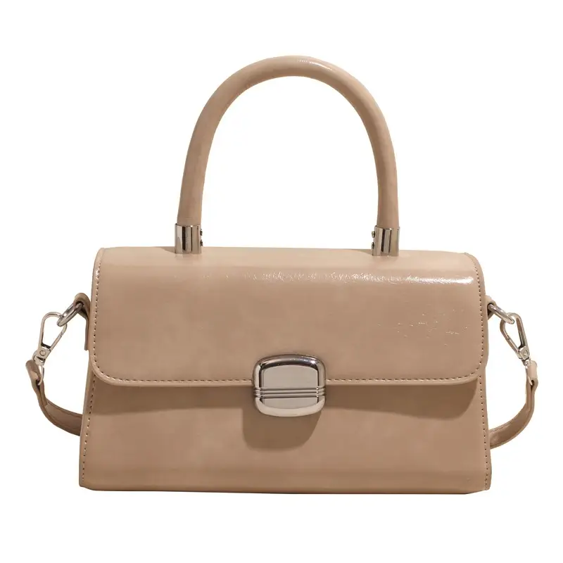 Women's Beige Square Handbag with Shoulder Crossbody Strap