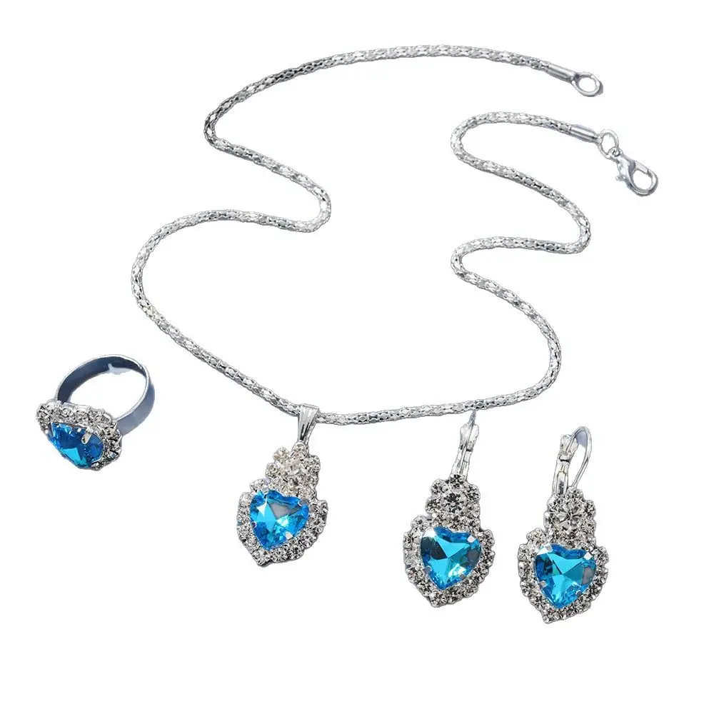Blue Diamond Heart Jewelry Set for Women - Image 6