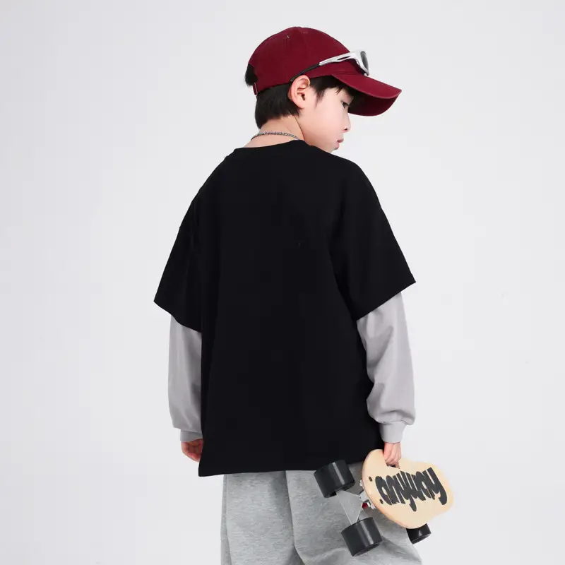 Boys Spring & Autumn Fake Cotton T-Shirt 290G New Style - Image 4