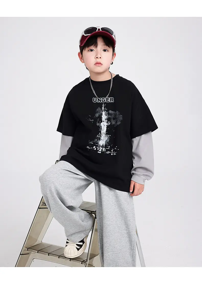 Boys Spring & Autumn Fake Cotton T-Shirt 290G New Style — feature 19