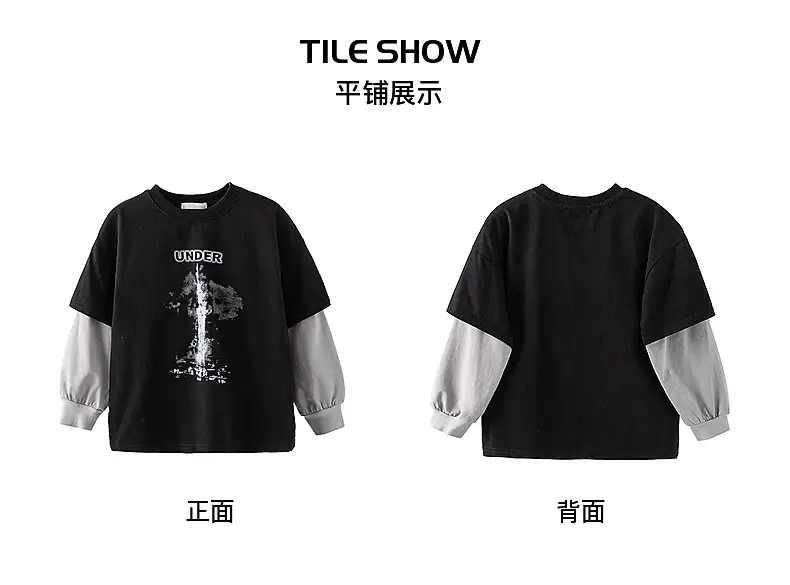 Boys Spring & Autumn Fake Cotton T-Shirt 290G New Style — feature 7