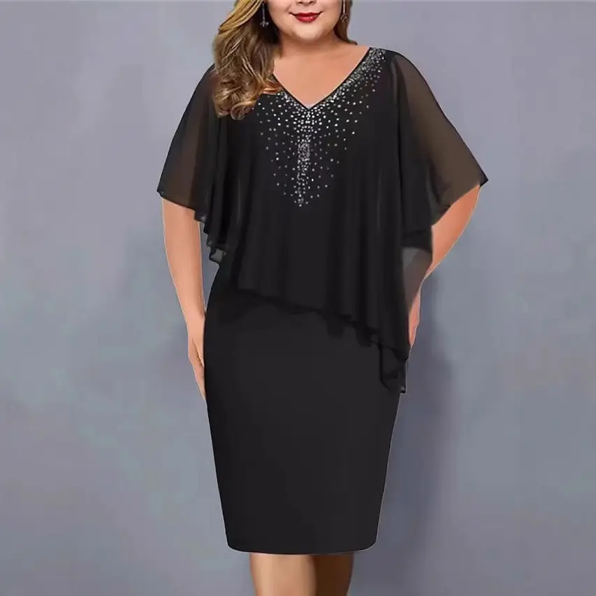 Maroon V-Collar Sleeve Dress for Women Plus Size 2024 - Image 6