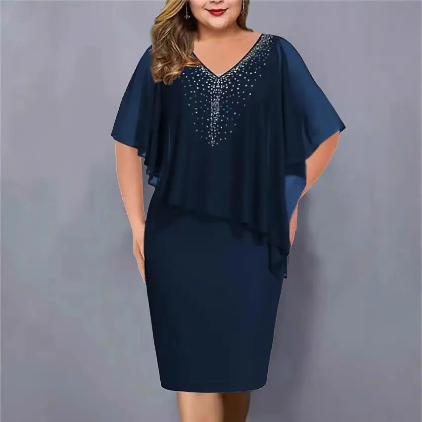 Maroon V-Collar Sleeve Dress for Women Plus Size 2024 - Image 10