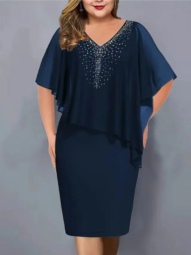 Maroon V-Collar Sleeve Dress for Women Plus Size 2024 — feature 5