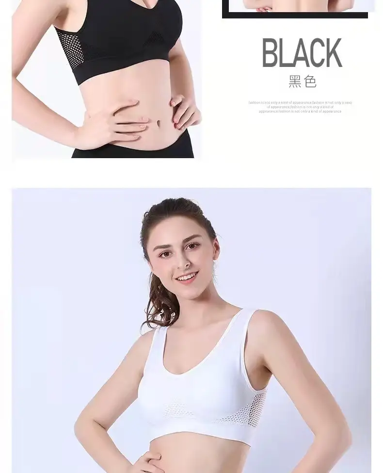Hollow Mesh Sports Bra Navy Plus Size Breathable — feature 17