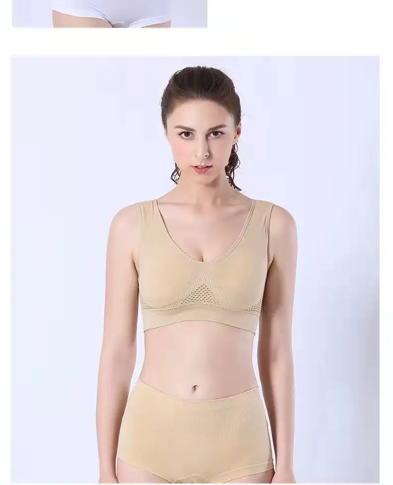 Hollow Mesh Sports Bra Navy Plus Size Breathable — feature 19