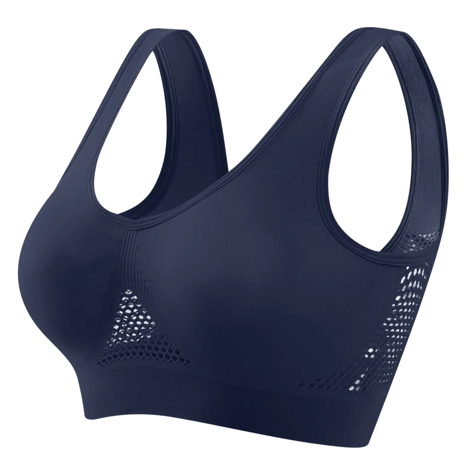 Hollow Mesh Sports Bra Navy Plus Size Breathable — feature 2