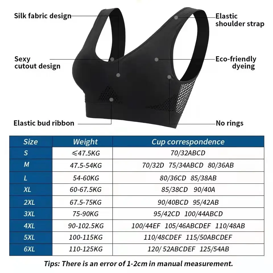 Hollow Mesh Sports Bra Navy Plus Size Breathable — feature 5