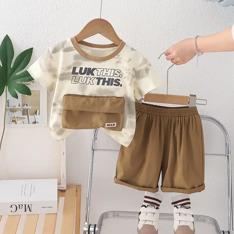 Boys 2-Piece Summer Suit Brown Cotton 1-5Y - Image 2