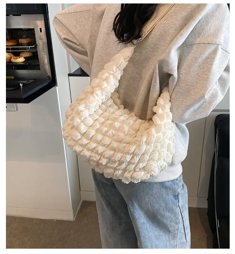 Pink Pleated Shoulder Bag for Women — feature 1