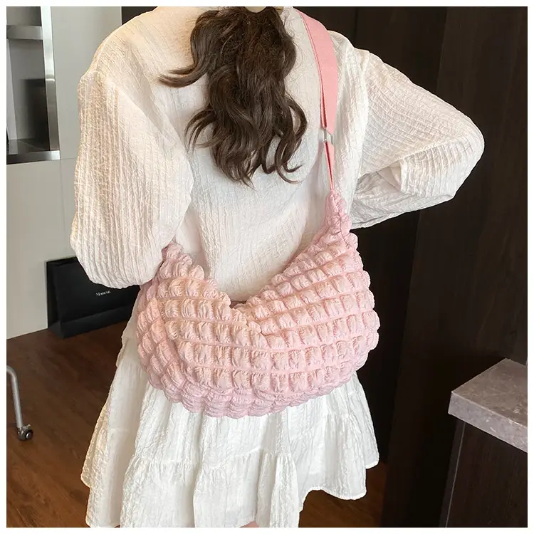 Pink Pleated Shoulder Bag for Women — feature 13
