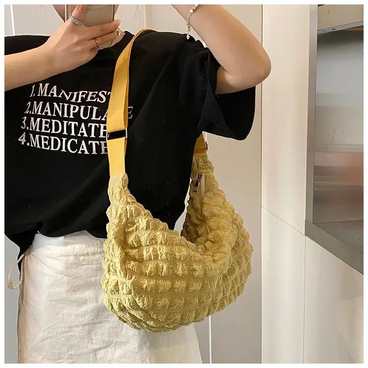 Pink Pleated Shoulder Bag for Women — feature 15