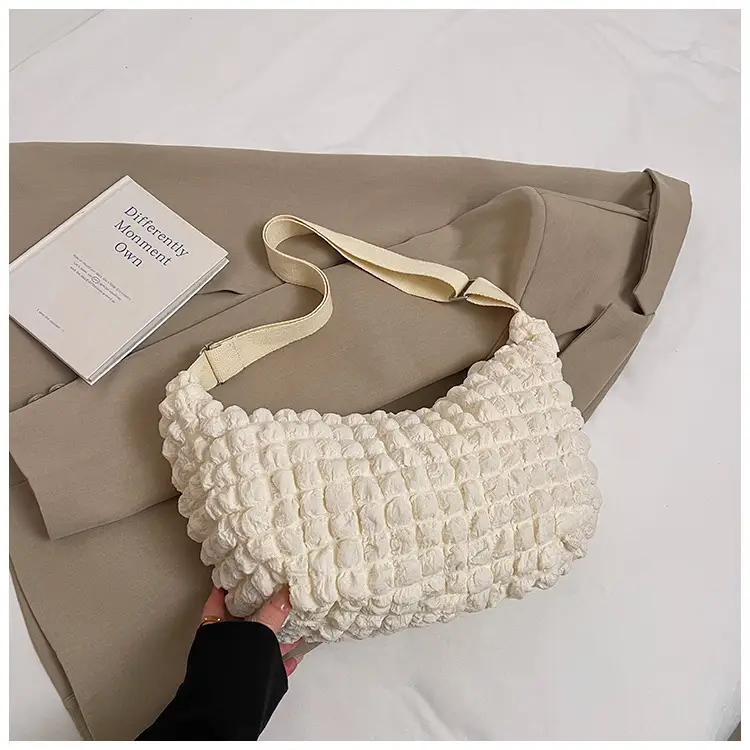 Pink Pleated Shoulder Bag for Women - Image 3
