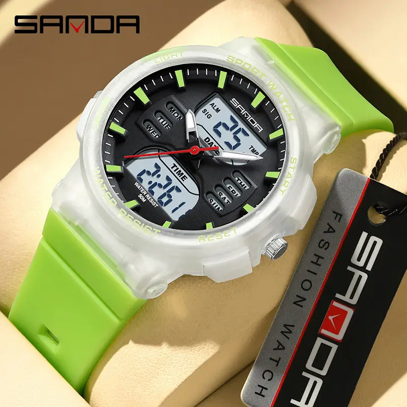 Sanda Pink Digital Sport Watch with Water Resistant Double Display - Image 10