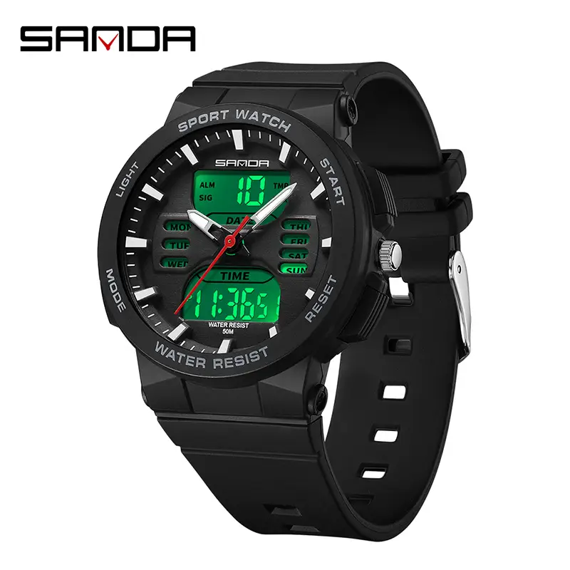 Sanda Pink Digital Sport Watch with Water Resistant Double Display - Image 2