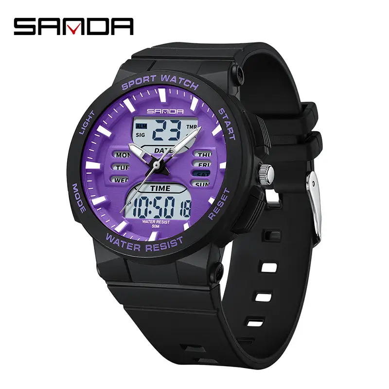Sanda Pink Digital Sport Watch with Water Resistant Double Display - Image 5