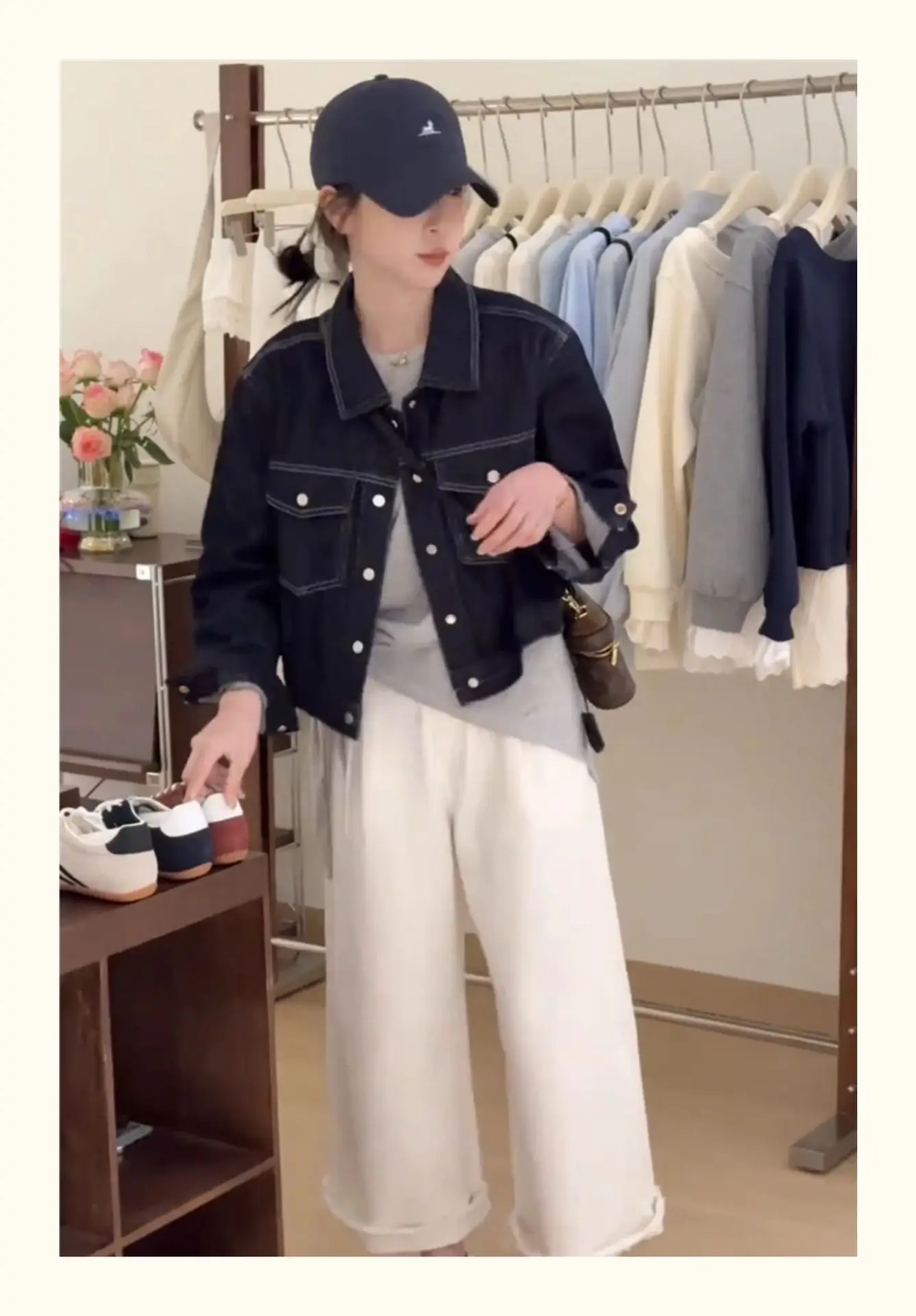 Women Korean Retro Denim Jacket Dark Blue 2025 Spring — feature 1