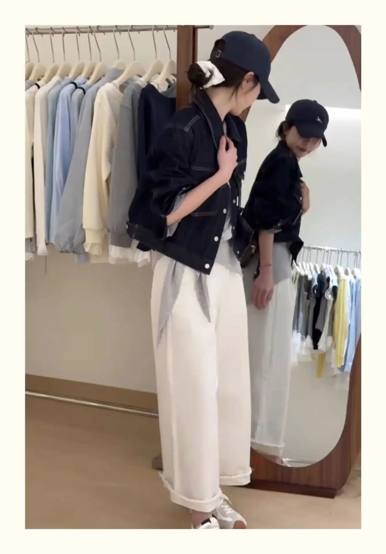 Women Korean Retro Denim Jacket Dark Blue 2025 Spring — feature 8