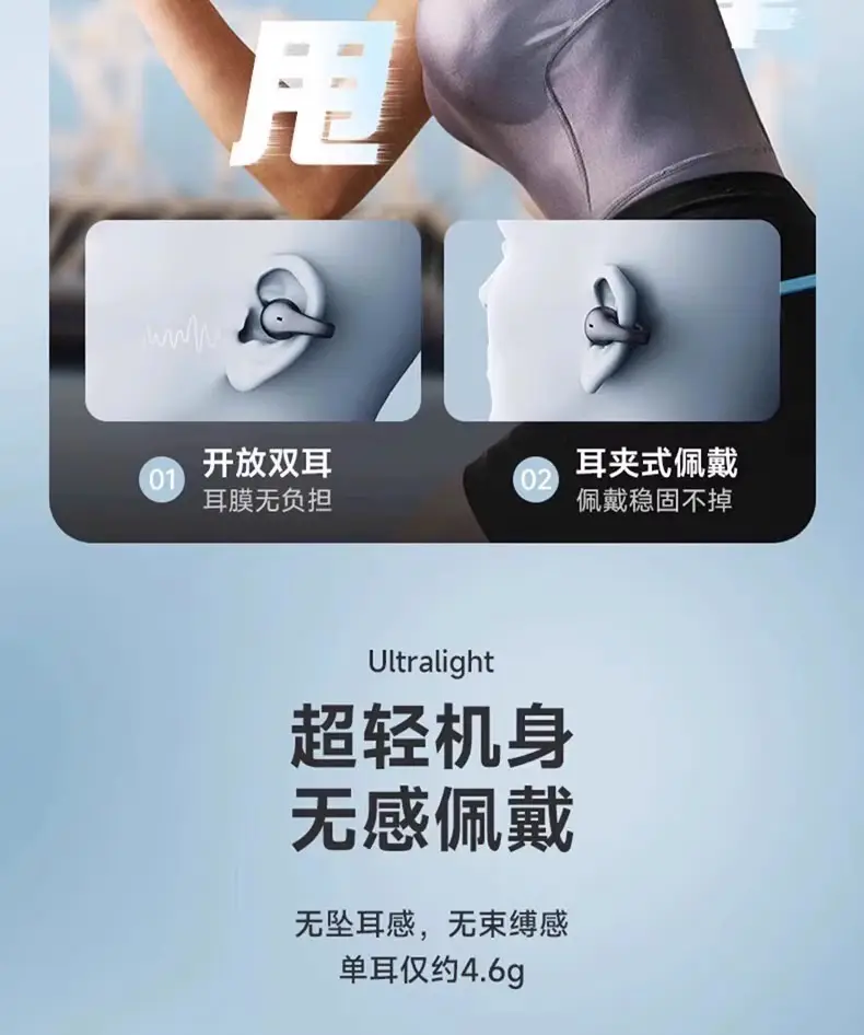 New Tws Bone Conduction Wireless Bluetooth Headset Clip-On Mini Digital Display High Quality Sports True Noise Reduction X22 — feature 11