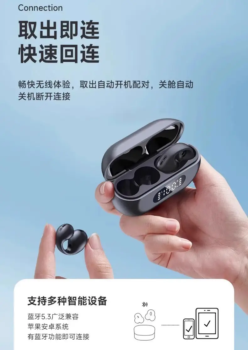 New Tws Bone Conduction Wireless Bluetooth Headset Clip-On Mini Digital Display High Quality Sports True Noise Reduction X22 — feature 28