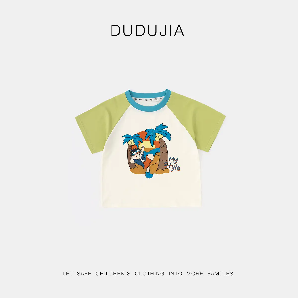 Dudu Kids T-Shirt White Blue Print Summer Set