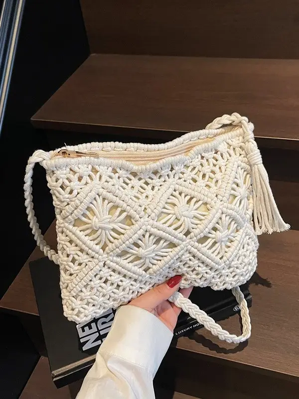 Women's White Woven Crossbody Bag Niche Design - Image 6